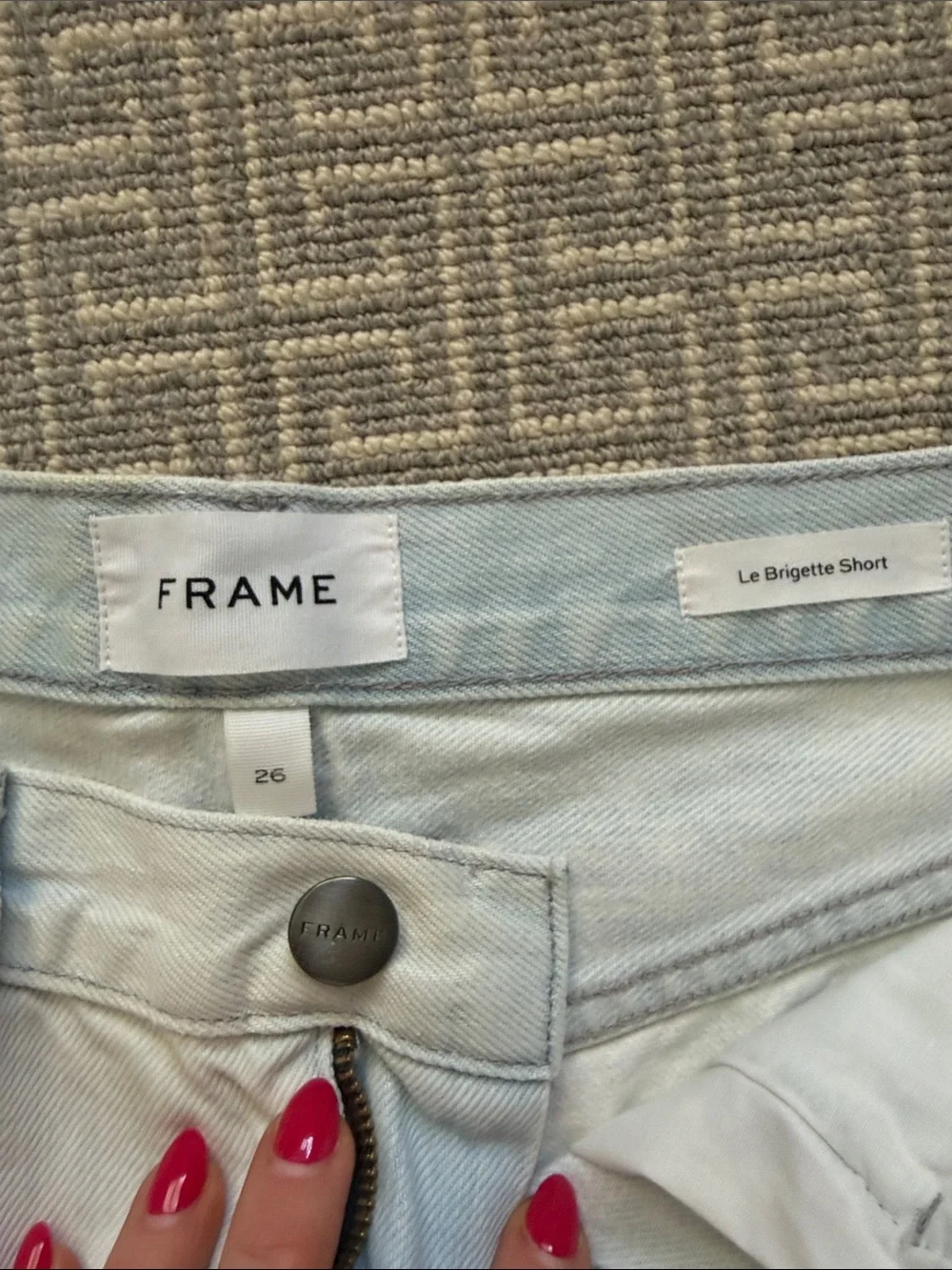 Frame Denim Shorts with Frayed Hem - light blue denim
